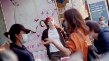 Movie still from “Mallory Merk - Strangers” (2021), directed by Kevin Lombardo – Medium shot, Over the shoulder angle