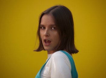 Movie still from “Carlota Flâneur - Generation of the Young Flesh” (2020), directed by Carles Pons Altimira – Close Up shot, Low angle