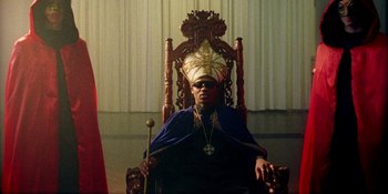 Movie still from “Off The Meds - Karlaplan” (2020), directed by SWIM CLUB – Medium shot, Low angle