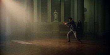 Movie still from “Off The Meds - Karlaplan” (2020), directed by SWIM CLUB – Wide shot, Low angle