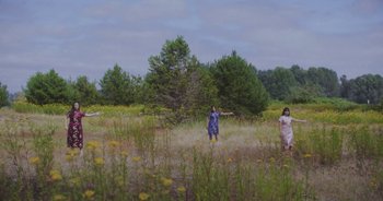 Movie still from “Amanda Sum - Groupthink” (2020), directed by Mayumi Yoshida – Extreme Wide shot, Low angle