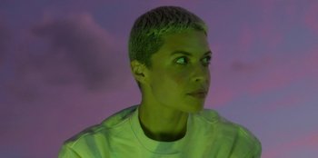 Movie still from “Dua Lipa - Levitating feat. Madonna & Missy Elliott” (2020), directed by Will Hooper – Close Up shot, Low angle