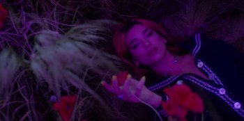 Movie still from “Dua Lipa - Levitating feat. Madonna & Missy Elliott” (2020), directed by Will Hooper – Close Up shot, Overhead angle