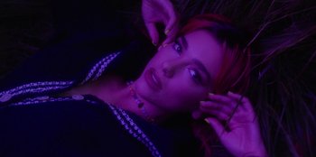 Movie still from “Dua Lipa - Levitating feat. Madonna & Missy Elliott” (2020), directed by Will Hooper – Close Up shot, Overhead angle