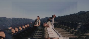 Movie still from “AMAARA - Desert Storm” (2020), directed by Kaelen Ohm – Wide shot, Low angle