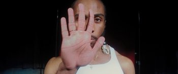 Movie still from “Rodney Chrome - Pulpit” (2020), directed by Zachary Dov Wiesel – Extreme Close Up shot, Low angle