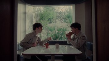 Movie still from “Declan McKenna - The Key to Life on Earth” (2020), directed by Will Hooper – Medium shot, Over the shoulder angle