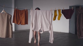 Movie still from “Alex Nicol - Trust” (2020), directed by Paz Ramirez – Medium shot, Low angle