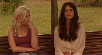 Movie still from “Vicky Cristina Barcelona” (2008), directed by Woody Allen – Medium shot, Over the shoulder angle