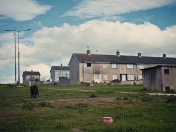 Movie still from “Willzee & delush - Dear Friend II” (2020), directed by Dave O’Carroll – Extreme Wide shot, Low angle
