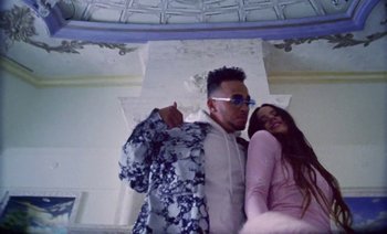 Movie still from “Rosalía & Ozuna - Yo x Ti, Tu x Mi” (2019), directed by Pasqual Gutierrez – Medium shot, Low angle