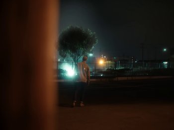 Movie still from “Active Child - All Eyes on You” (2019), directed by Isaac Ravishankara – Extreme Wide shot, Low angle