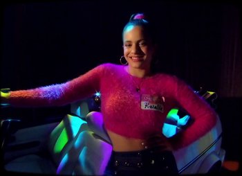 Movie still from “Rosalía - F*cking Money Man” (2019), directed by Bàrbara Farré – Medium shot, High angle