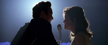 Movie still from “Walk the Line” (2005), directed by James Mangold – Close Up shot, Over the shoulder angle