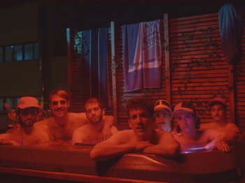 Movie still from “Colectivo Da Silva - Marina d’Or” (2019), directed by Kirkpatrick Buffet – Wide shot, High angle