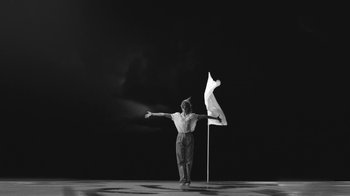 Movie still from “De Staat - Tie Me Down feat. Luwten” (2019), directed by Ruben Van Leer – Extreme Wide shot, Low angle