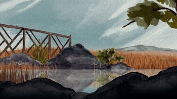 Movie still from “Kishi Bashi - Violin Tsunami” (2019), directed by Mike McCoy – Extreme Wide shot, High angle