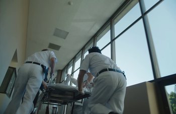 Movie still from “The Lumineers - Gloria” (2019), directed by Kevin Phillips – Wide shot, Low angle