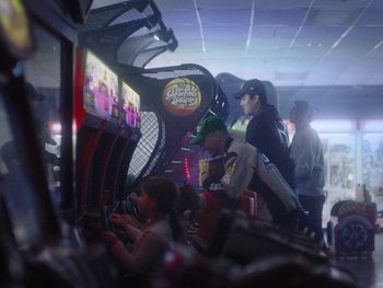 Movie still from “G FLIP - I Am Not Afraid” (2019), directed by Lucy Knox – Wide shot, High angle