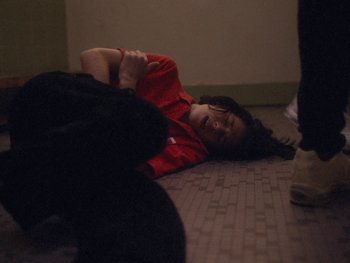 Movie still from “G FLIP - I Am Not Afraid” (2019), directed by Lucy Knox – Medium shot, High angle