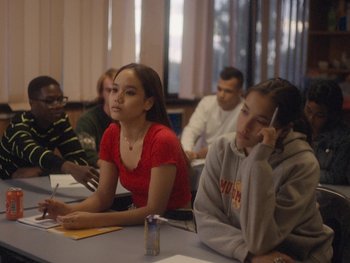 Movie still from “G FLIP - I Am Not Afraid” (2019), directed by Lucy Knox – Medium shot, High angle