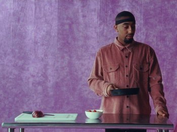 Movie still from “Gus Dapperton - Fill Me Up Anthem” (2019), directed by Gus Dapperton – Medium shot, High angle