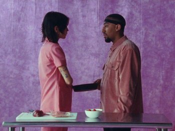 Movie still from “Gus Dapperton - Fill Me Up Anthem” (2019), directed by Gus Dapperton – Medium shot, High angle