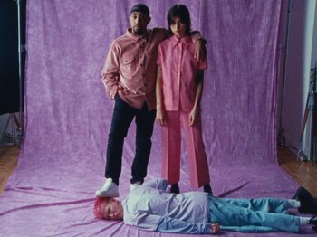 Movie still from “Gus Dapperton - Fill Me Up Anthem” (2019), directed by Gus Dapperton – Wide shot, High angle