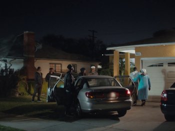 Movie still from “Nana - On My Momma” (2019), directed by Andrew Litten – Wide shot, Over the shoulder angle