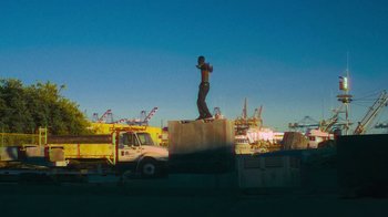Movie still from “Huey Briss - Regardless” (2019), directed by Michael Priestley – Extreme Wide shot, Low angle