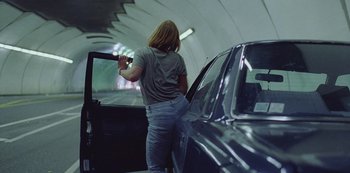 Movie still from “Abstrackt Keal Agram - For No One” (2019), directed by Romain Laurent – Medium shot, Low angle