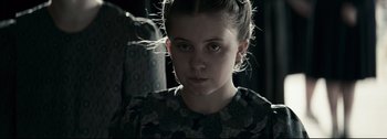 Movie still from “Women Talking” (2022), directed by Sarah Polley – Close Up shot, Over the shoulder angle