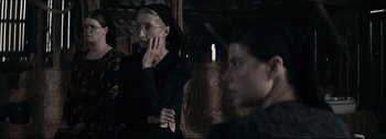 Movie still from “Women Talking” (2022), directed by Sarah Polley – Medium shot, Over the shoulder angle