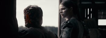 Movie still from “Women Talking” (2022), directed by Sarah Polley – Medium shot, Over the shoulder angle