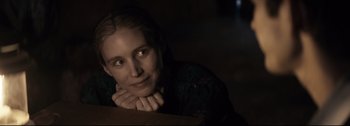 Movie still from “Women Talking” (2022), directed by Sarah Polley – Close Up shot, Over the shoulder angle