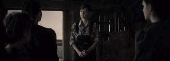 Movie still from “Women Talking” (2022), directed by Sarah Polley – Medium shot, Over the shoulder angle