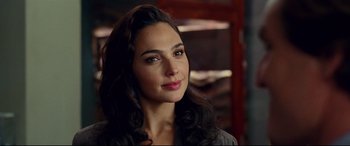 Movie still from “Wonder Woman 1984” (2020), directed by Patty Jenkins – A person with long hair; Close Up shot, Over the shoulder angle