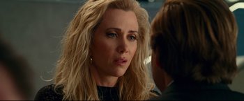 Movie still from “Wonder Woman 1984” (2020), directed by Patty Jenkins – A person talking to another person; Close Up shot, Over the shoulder angle