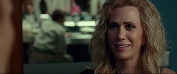 Movie still from “Wonder Woman 1984” (2020), directed by Patty Jenkins – A person with curly hair; Close Up shot, Over the shoulder angle