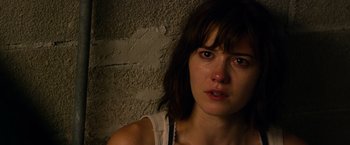 Movie still from “10 Cloverfield Lane” (2016), directed by Dan Trachtenberg – Close Up shot, Over the shoulder angle
