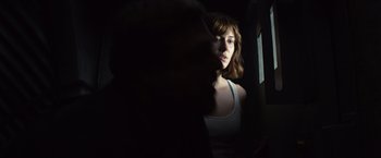 Movie still from “10 Cloverfield Lane” (2016), directed by Dan Trachtenberg – Medium shot, Over the shoulder angle