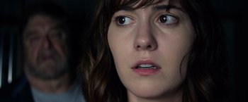 Movie still from “10 Cloverfield Lane” (2016), directed by Dan Trachtenberg – Close Up shot, Over the shoulder angle