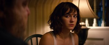 Movie still from “10 Cloverfield Lane” (2016), directed by Dan Trachtenberg – Close Up shot, Over the shoulder angle