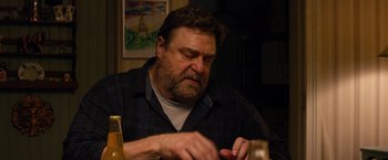 Movie still from “10 Cloverfield Lane” (2016), directed by Dan Trachtenberg – Medium shot, Over the shoulder angle