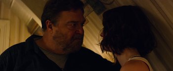 Movie still from “10 Cloverfield Lane” (2016), directed by Dan Trachtenberg – Close Up shot, Over the shoulder angle