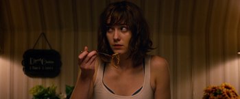 Movie still from “10 Cloverfield Lane” (2016), directed by Dan Trachtenberg – Close Up shot, Over the shoulder angle