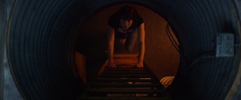 Movie still from “10 Cloverfield Lane” (2016), directed by Dan Trachtenberg – Wide shot, Overhead angle
