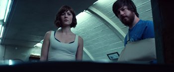 Movie still from “10 Cloverfield Lane” (2016), directed by Dan Trachtenberg – Medium shot, Low angle