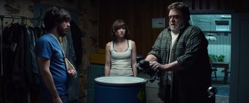Movie still from “10 Cloverfield Lane” (2016), directed by Dan Trachtenberg – Medium shot, Low angle