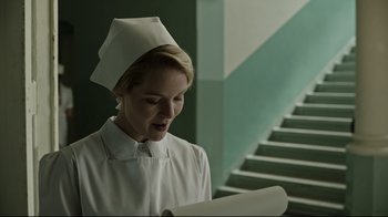 Movie still from “A Cure for Wellness” (2016), directed by Gore Verbinski – Medium shot, Low angle